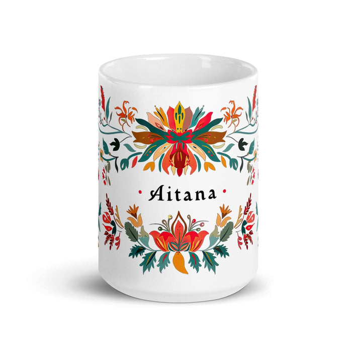 Aitana Exclusive Name Art Piece Home Office Work Coffee Mug Mexican Spanish Pride Gift Cup One-Of-A-Kind Calligraphy White Glossy Mug | A41 Mexicada