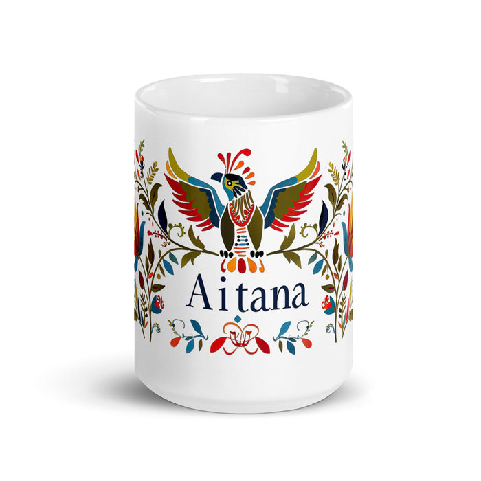 Aitana Exclusive Name Art Piece Home Office Work Coffee Mug Mexican Spanish Pride Gift Cup One - Of - A - Kind Calligraphy White Glossy Mug | A5 - Mexicada