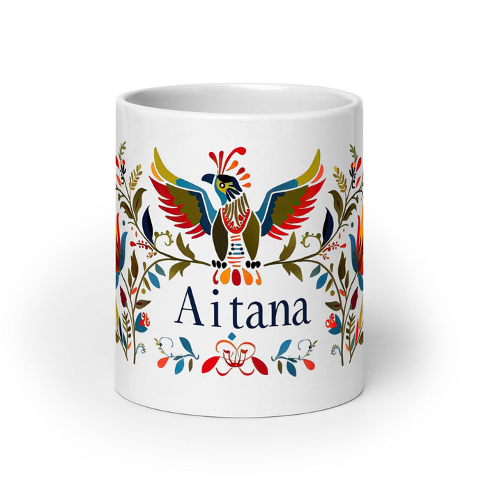 Aitana Exclusive Name Art Piece Home Office Work Coffee Mug Mexican Spanish Pride Gift Cup One-Of-A-Kind Calligraphy White Glossy Mug | A5 Mexicada