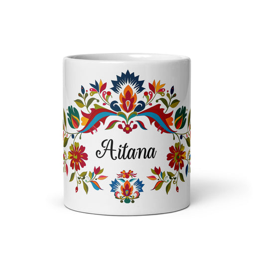 Aitana Exclusive Name Art Piece Home Office Work Coffee Mug Mexican Spanish Pride Gift Cup One - Of - A - Kind Calligraphy White Glossy Mug | A6 - Mexicada