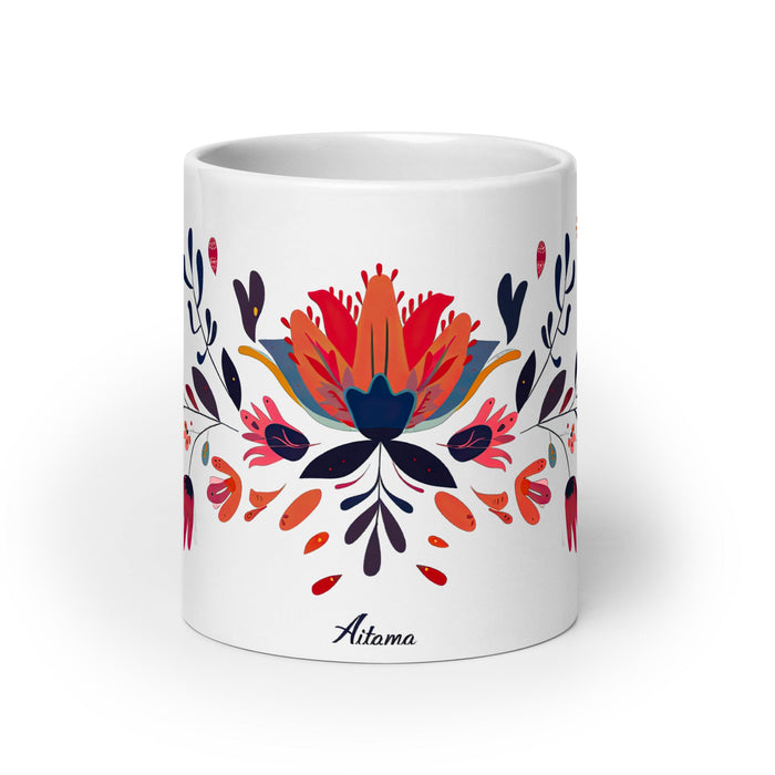 Aitana Exclusive Name Art Piece Home Office Work Coffee Mug Mexican Spanish Pride Gift Cup One - Of - A - Kind Calligraphy White Glossy Mug | A9 - Mexicada