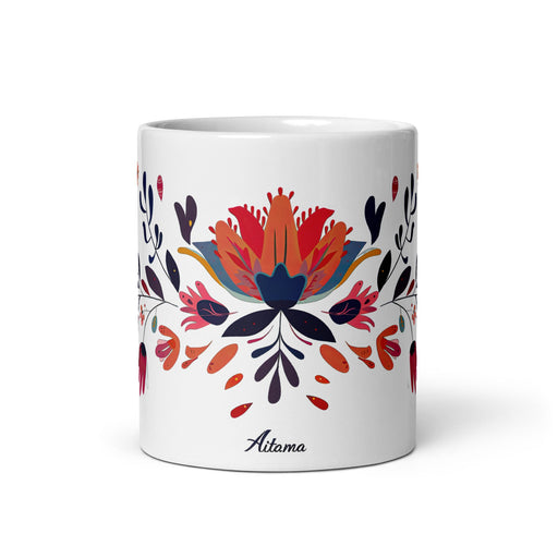 Aitana Exclusive Name Art Piece Home Office Work Coffee Mug Mexican Spanish Pride Gift Cup One - Of - A - Kind Calligraphy White Glossy Mug | A9 - Mexicada