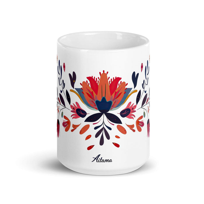 Aitana Exclusive Name Art Piece Home Office Work Coffee Mug Mexican Spanish Pride Gift Cup One-Of-A-Kind Calligraphy White Glossy Mug | A9 Mexicada