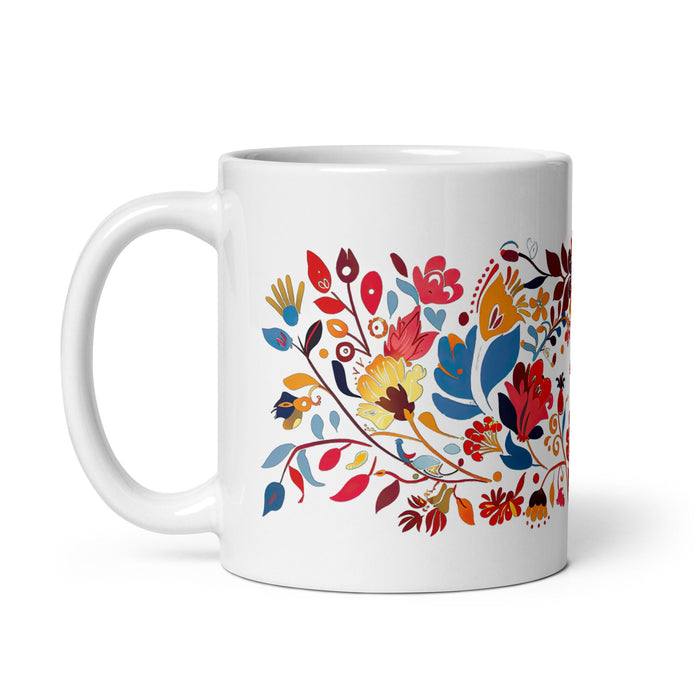 Alan Exclusive Name Art Piece Home Office Work Coffee Mug Mexican Spanish Pride Gift Cup One - Of - A - Kind Calligraphy White Glossy Mug | A1 - Mexicada