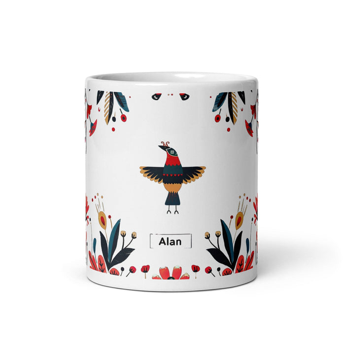 Alan Exclusive Name Art Piece Home Office Work Coffee Mug Mexican Spanish Pride Gift Cup One-Of-A-Kind Calligraphy White Glossy Mug | A3 Mexicada