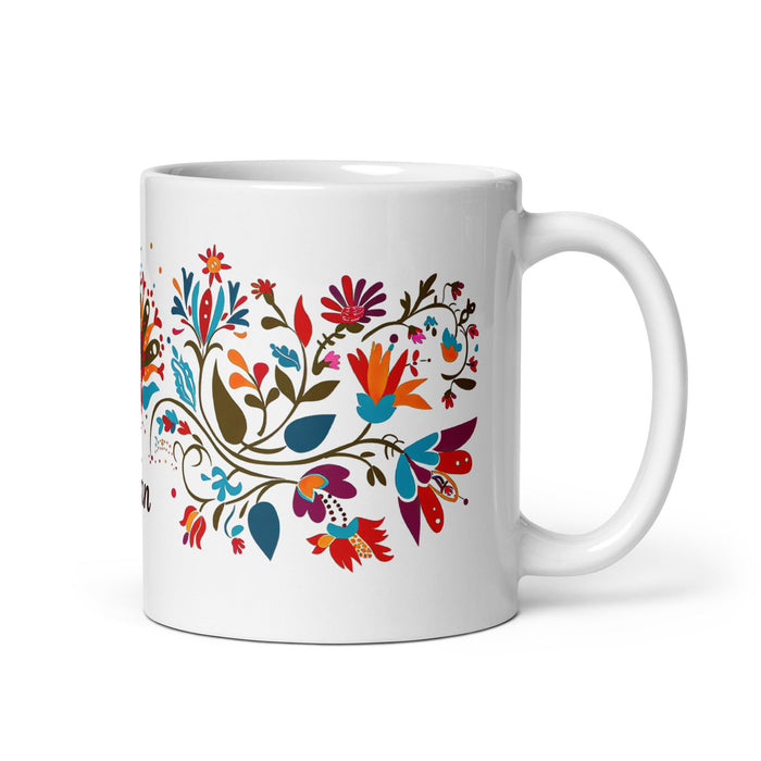 Alan Exclusive Name Art Piece Home Office Work Coffee Mug Mexican Spanish Pride Gift Cup One - Of - A - Kind Calligraphy White Glossy Mug | A4 - Mexicada