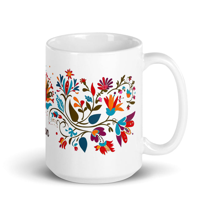 Alan Exclusive Name Art Piece Home Office Work Coffee Mug Mexican Spanish Pride Gift Cup One - Of - A - Kind Calligraphy White Glossy Mug | A4 - Mexicada