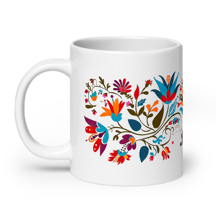 Alan Exclusive Name Art Piece Home Office Work Coffee Mug Mexican Spanish Pride Gift Cup One-Of-A-Kind Calligraphy White Glossy Mug | A4 Mexicada