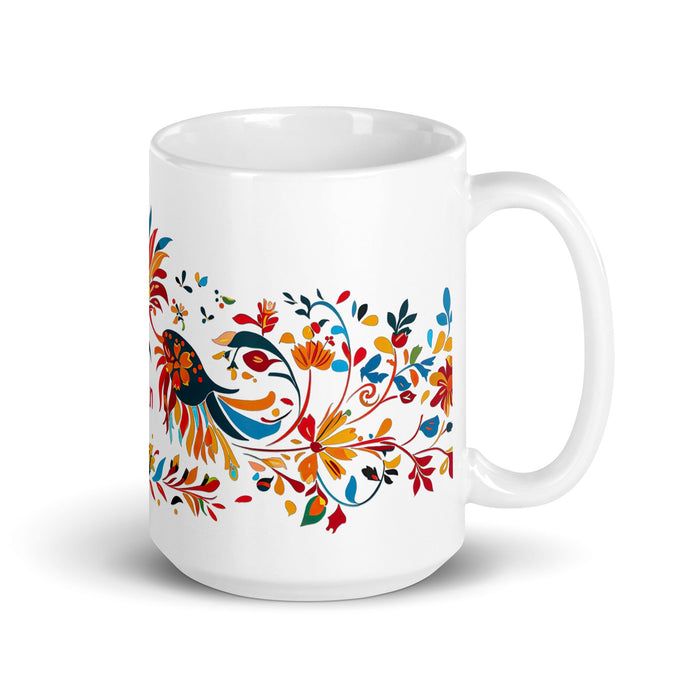 Alan Exclusive Name Art Piece Home Office Work Coffee Mug Mexican Spanish Pride Gift Cup One - Of - A - Kind Calligraphy White Glossy Mug | A7 - Mexicada