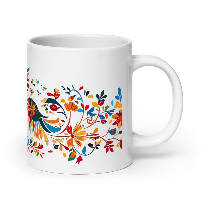 Alan Exclusive Name Art Piece Home Office Work Coffee Mug Mexican Spanish Pride Gift Cup One - Of - A - Kind Calligraphy White Glossy Mug | A7 - Mexicada