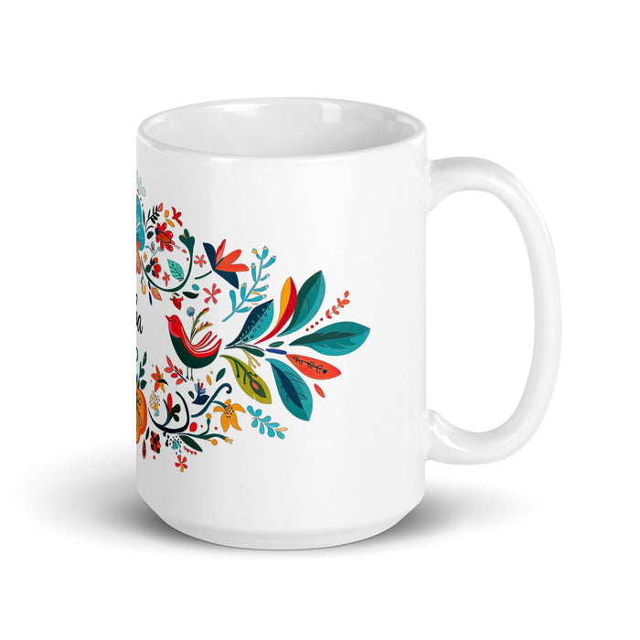 Alba Exclusive Name Art Piece Home Office Work Coffee Mug Mexican Spanish Pride Gift Cup One - Of - A - Kind Calligraphy White Glossy Mug | A1 - Mexicada