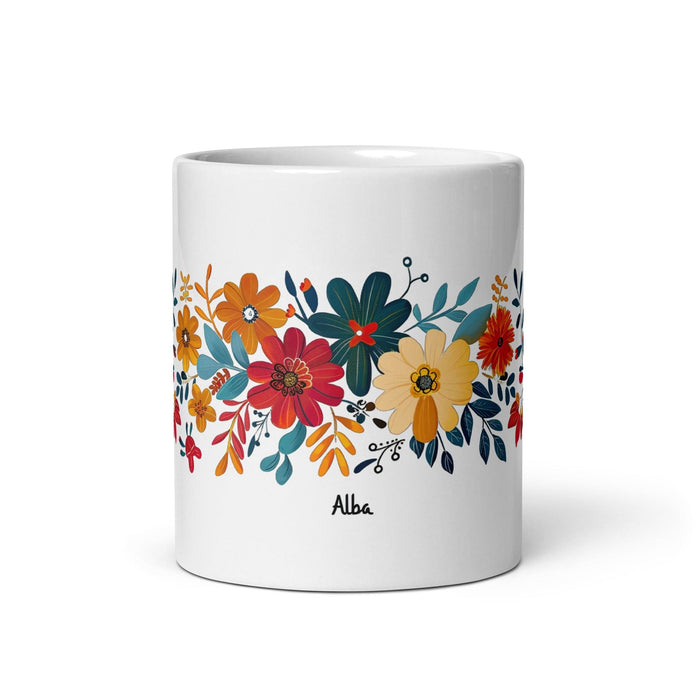 Alba Exclusive Name Art Piece Home Office Work Coffee Mug Mexican Spanish Pride Gift Cup One-Of-A-Kind Calligraphy White Glossy Mug | A11 Mexicada