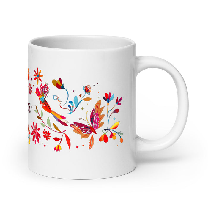 Alba Exclusive Name Art Piece Home Office Work Coffee Mug Mexican Spanish Pride Gift Cup One - Of - A - Kind Calligraphy White Glossy Mug | A12 - Mexicada