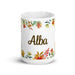 Alba Exclusive Name Art Piece Home Office Work Coffee Mug Mexican Spanish Pride Gift Cup One - Of - A - Kind Calligraphy White Glossy Mug | A14 - Mexicada