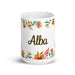 Alba Exclusive Name Art Piece Home Office Work Coffee Mug Mexican Spanish Pride Gift Cup One-Of-A-Kind Calligraphy White Glossy Mug | A14 Mexicada