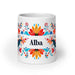 Alba Exclusive Name Art Piece Home Office Work Coffee Mug Mexican Spanish Pride Gift Cup One - Of - A - Kind Calligraphy White Glossy Mug | A15 - Mexicada