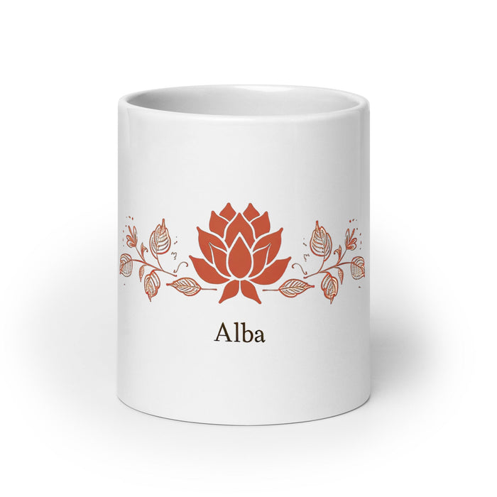 Alba Exclusive Name Art Piece Home Office Work Coffee Mug Mexican Spanish Pride Gift Cup One - Of - A - Kind Calligraphy White Glossy Mug | A17 - Mexicada