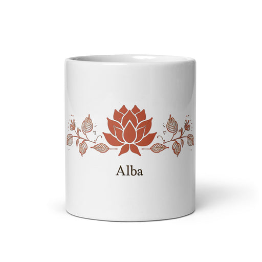 Alba Exclusive Name Art Piece Home Office Work Coffee Mug Mexican Spanish Pride Gift Cup One - Of - A - Kind Calligraphy White Glossy Mug | A17 - Mexicada