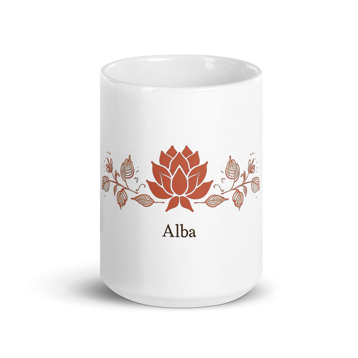 Alba Exclusive Name Art Piece Home Office Work Coffee Mug Mexican Spanish Pride Gift Cup One - Of - A - Kind Calligraphy White Glossy Mug | A17 - Mexicada