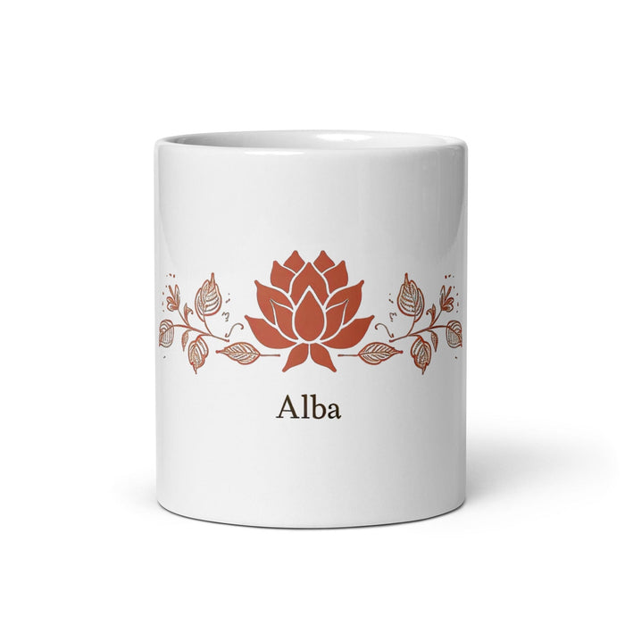 Alba Exclusive Name Art Piece Home Office Work Coffee Mug Mexican Spanish Pride Gift Cup One-Of-A-Kind Calligraphy White Glossy Mug | A17 Mexicada