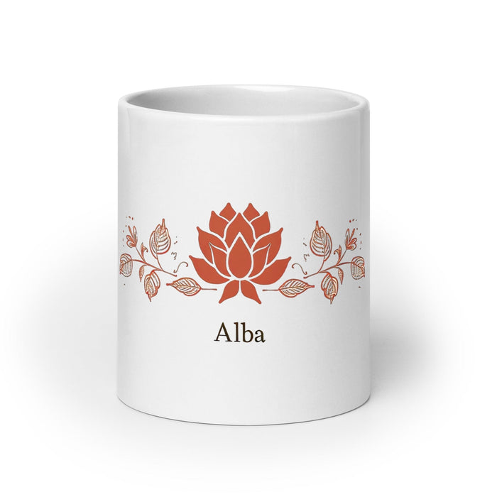 Alba Exclusive Name Art Piece Home Office Work Coffee Mug Mexican Spanish Pride Gift Cup One-Of-A-Kind Calligraphy White Glossy Mug | A17 Mexicada