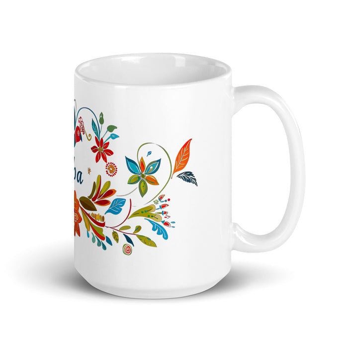 Alba Exclusive Name Art Piece Home Office Work Coffee Mug Mexican Spanish Pride Gift Cup One - Of - A - Kind Calligraphy White Glossy Mug | A2 - Mexicada