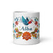 Alba Exclusive Name Art Piece Home Office Work Coffee Mug Mexican Spanish Pride Gift Cup One - Of - A - Kind Calligraphy White Glossy Mug | A2 - Mexicada