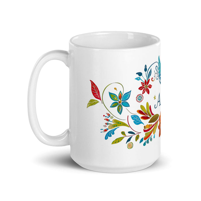 Alba Exclusive Name Art Piece Home Office Work Coffee Mug Mexican Spanish Pride Gift Cup One-Of-A-Kind Calligraphy White Glossy Mug | A2 Mexicada