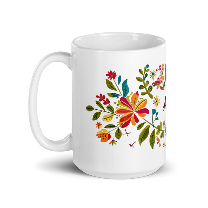 Alba Exclusive Name Art Piece Home Office Work Coffee Mug Mexican Spanish Pride Gift Cup One - Of - A - Kind Calligraphy White Glossy Mug | A20 - Mexicada