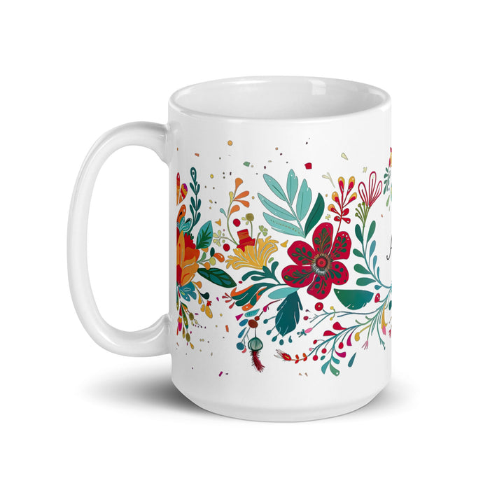 Alba Exclusive Name Art Piece Home Office Work Coffee Mug Mexican Spanish Pride Gift Cup One - Of - A - Kind Calligraphy White Glossy Mug | A21 - Mexicada