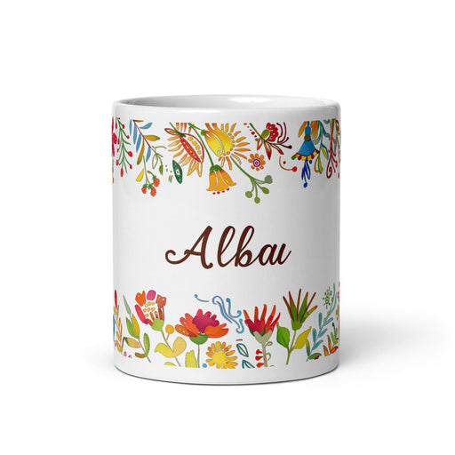 Alba Exclusive Name Art Piece Home Office Work Coffee Mug Mexican Spanish Pride Gift Cup One-Of-A-Kind Calligraphy White Glossy Mug | A23 Mexicada