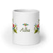 Alba Exclusive Name Art Piece Home Office Work Coffee Mug Mexican Spanish Pride Gift Cup One - Of - A - Kind Calligraphy White Glossy Mug | A24 - Mexicada