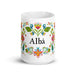 Alba Exclusive Name Art Piece Home Office Work Coffee Mug Mexican Spanish Pride Gift Cup One - Of - A - Kind Calligraphy White Glossy Mug | A25 - Mexicada