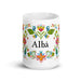 Alba Exclusive Name Art Piece Home Office Work Coffee Mug Mexican Spanish Pride Gift Cup One-Of-A-Kind Calligraphy White Glossy Mug | A25 Mexicada