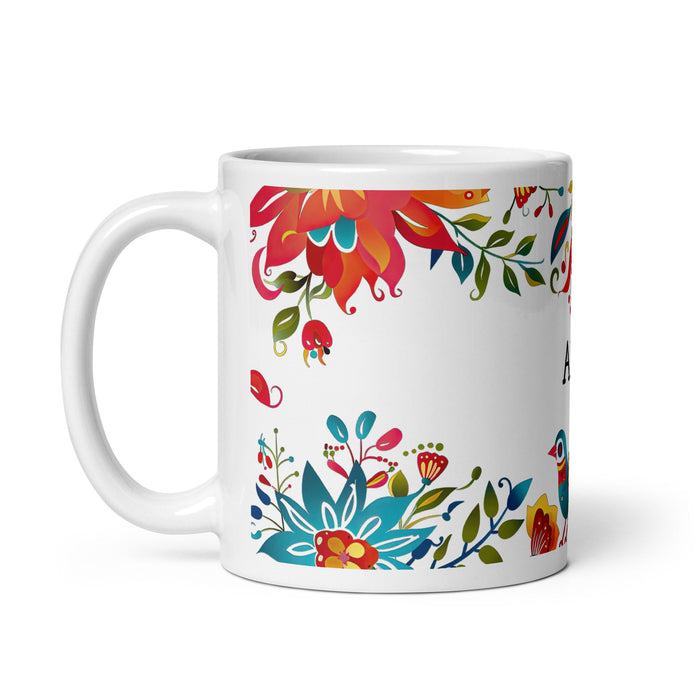 Alba Exclusive Name Art Piece Home Office Work Coffee Mug Mexican Spanish Pride Gift Cup One - Of - A - Kind Calligraphy White Glossy Mug | A26 - Mexicada