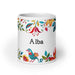 Alba Exclusive Name Art Piece Home Office Work Coffee Mug Mexican Spanish Pride Gift Cup One-Of-A-Kind Calligraphy White Glossy Mug | A26 Mexicada