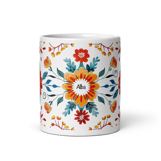 Alba Exclusive Name Art Piece Home Office Work Coffee Mug Mexican Spanish Pride Gift Cup One-Of-A-Kind Calligraphy White Glossy Mug | A3 Mexicada