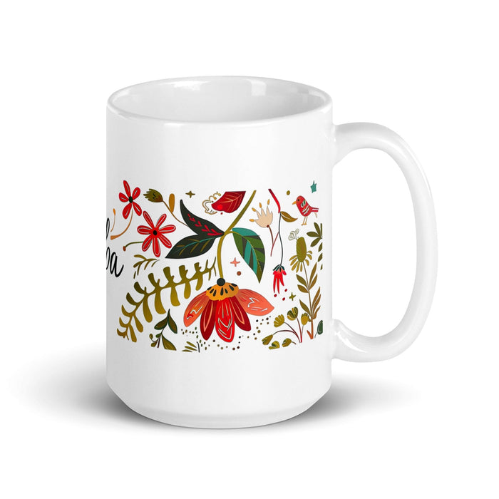 Alba Exclusive Name Art Piece Home Office Work Coffee Mug Mexican Spanish Pride Gift Cup One-Of-A-Kind Calligraphy White Glossy Mug | A5 Mexicada 15 oz