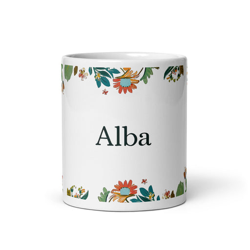 Alba Exclusive Name Art Piece Home Office Work Coffee Mug Mexican Spanish Pride Gift Cup One - Of - A - Kind Calligraphy White Glossy Mug | A7 - Mexicada