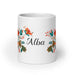 Alba Exclusive Name Art Piece Home Office Work Coffee Mug Mexican Spanish Pride Gift Cup One - Of - A - Kind Calligraphy White Glossy Mug | A8 - Mexicada