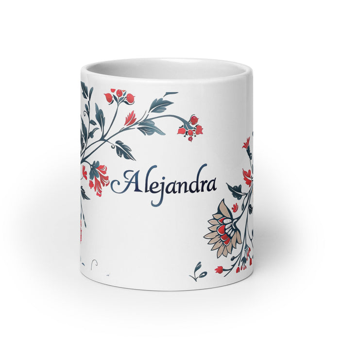 Alejandra Exclusive Name Art Piece Home Office Work Coffee Mug Mexican Spanish Pride Gift Cup One - Of - A - Kind Calligraphy White Glossy Mug | A11 - Mexicada