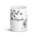 Alejandra Exclusive Name Art Piece Home Office Work Coffee Mug Mexican Spanish Pride Gift Cup One-Of-A-Kind Calligraphy White Glossy Mug | A11 Mexicada