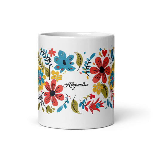 Alejandra Exclusive Name Art Piece Home Office Work Coffee Mug Mexican Spanish Pride Gift Cup One - Of - A - Kind Calligraphy White Glossy Mug | A12 - Mexicada