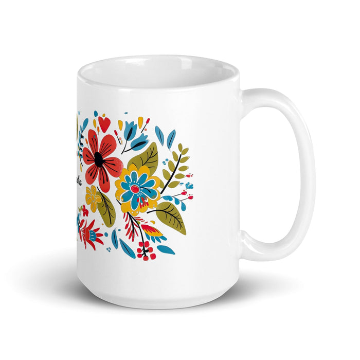 Alejandra Exclusive Name Art Piece Home Office Work Coffee Mug Mexican Spanish Pride Gift Cup One-Of-A-Kind Calligraphy White Glossy Mug | A12 Mexicada 15 oz