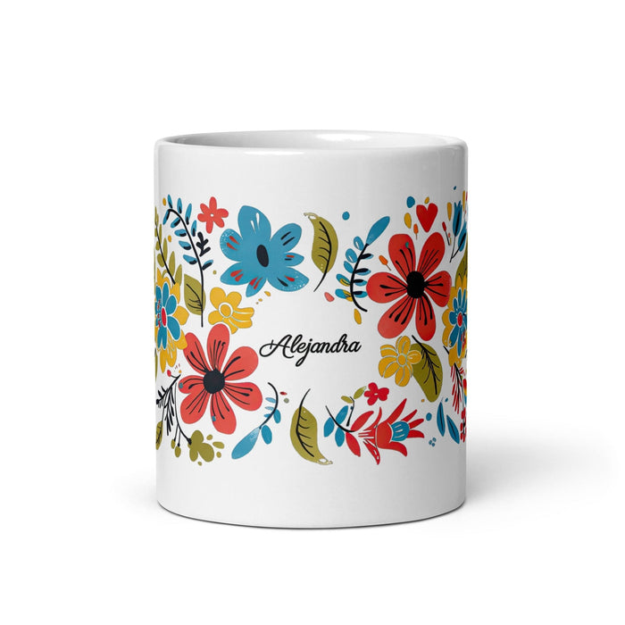 Alejandra Exclusive Name Art Piece Home Office Work Coffee Mug Mexican Spanish Pride Gift Cup One-Of-A-Kind Calligraphy White Glossy Mug | A12 Mexicada