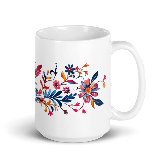 Alejandra Exclusive Name Art Piece Home Office Work Coffee Mug Mexican Spanish Pride Gift Cup One-Of-A-Kind Calligraphy White Glossy Mug | A13 Mexicada 15 oz