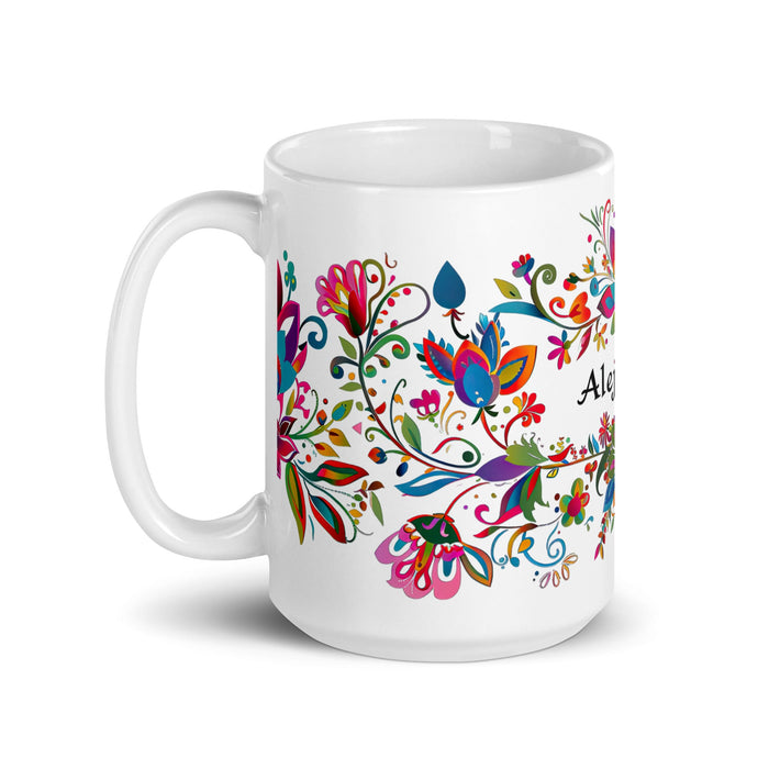 Alejandra Exclusive Name Art Piece Home Office Work Coffee Mug Mexican Spanish Pride Gift Cup One - Of - A - Kind Calligraphy White Glossy Mug | A14 - Mexicada