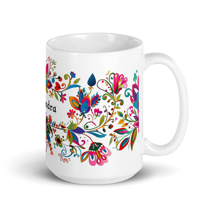 Alejandra Exclusive Name Art Piece Home Office Work Coffee Mug Mexican Spanish Pride Gift Cup One - Of - A - Kind Calligraphy White Glossy Mug | A14 - Mexicada