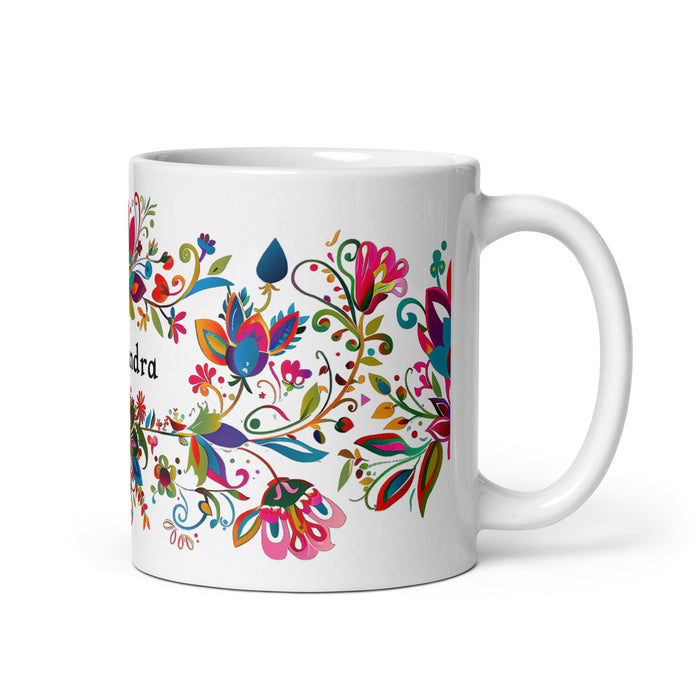 Alejandra Exclusive Name Art Piece Home Office Work Coffee Mug Mexican Spanish Pride Gift Cup One - Of - A - Kind Calligraphy White Glossy Mug | A14 - Mexicada