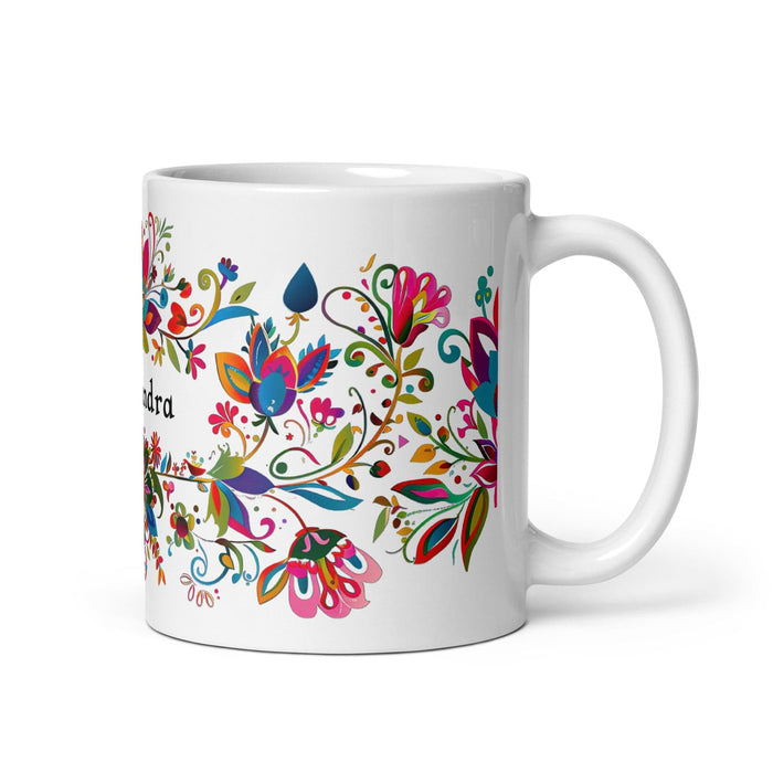 Alejandra Exclusive Name Art Piece Home Office Work Coffee Mug Mexican Spanish Pride Gift Cup One-Of-A-Kind Calligraphy White Glossy Mug | A14 Mexicada 11 oz